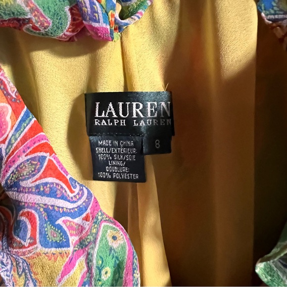 Vintage Ralph Lauren Dress Size 8 Colorful Silk Floral Paisley - Picture 2 of 3